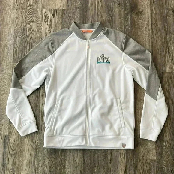 Cutter and Buck Jacket White and Gray NFL Football Super Bowl LIV Zip up Jacket - Picture 1 of 8